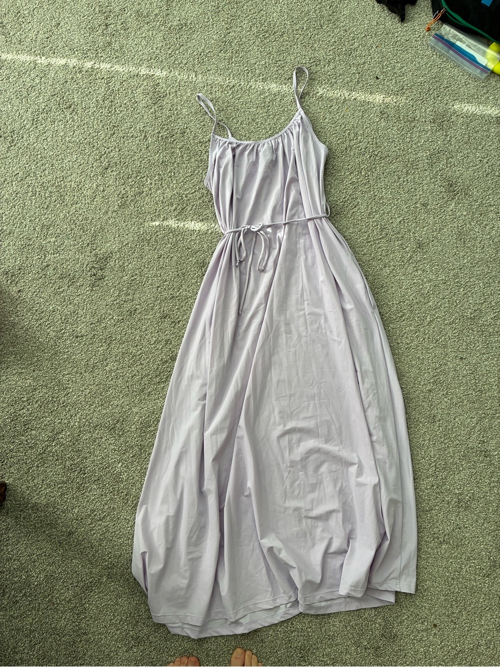 Sweaty Betty Lavender Tie-Waist Spaghetti-Strap Maxi Dress